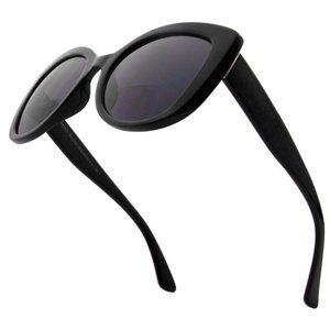 VITENZI Full Reader Sunglasses Tinted Oversized Cat Eye Barletta in Black +2.50